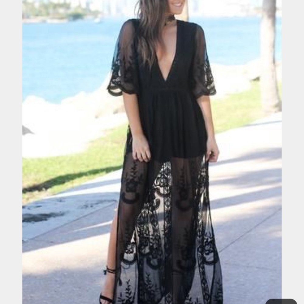 Black lace romper